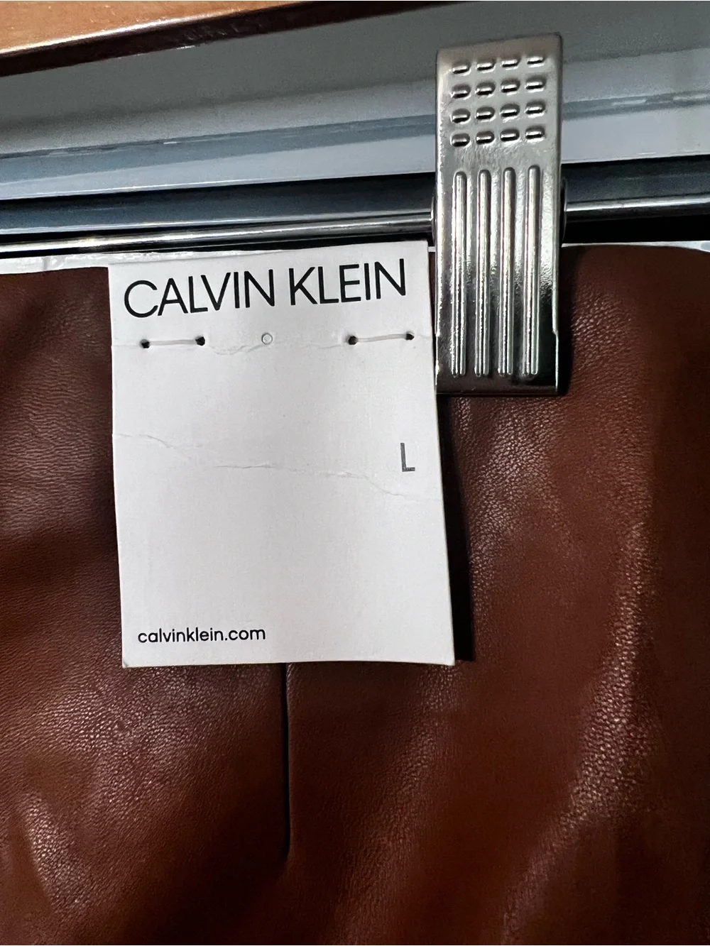 Calvin Klein Brown Vegan Leather Pants